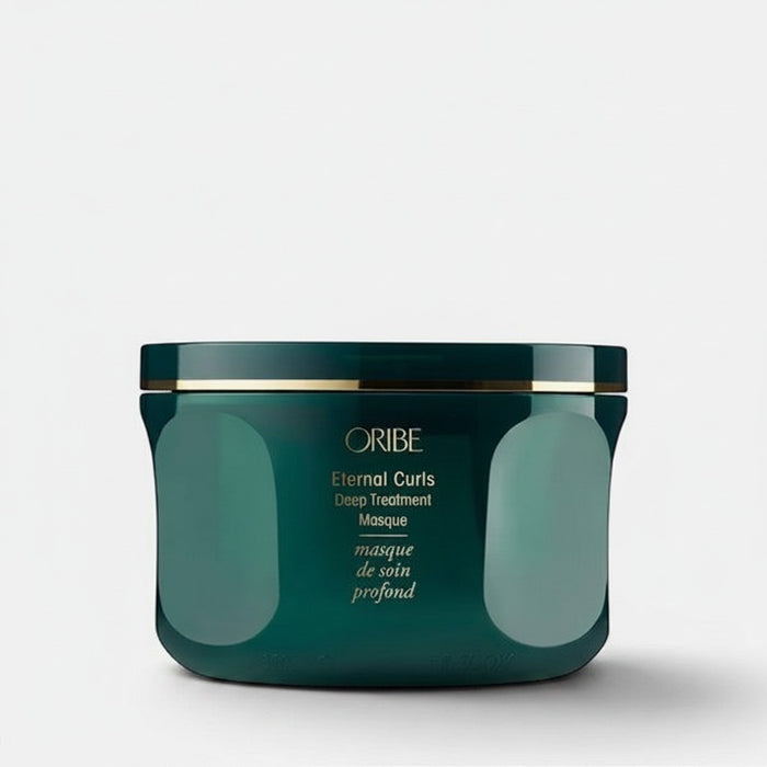 Shop Rescue Spa Oribe Eternal Curls Deep Treatment Masque in a dark green jar for curly and coily hair