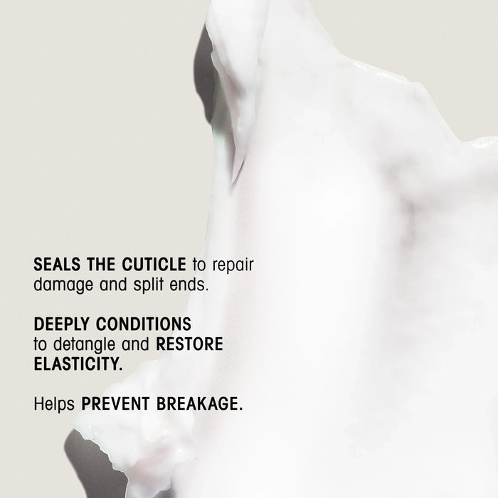 Shop Rescue Spa Eternal Curls Deep Treatment Masque, a white creamy hair mask with text overlay about sealing cuticles and restoring elasticity.