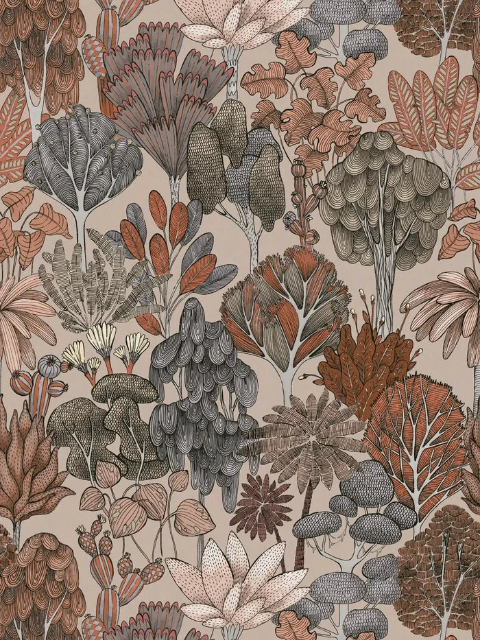 Exotic Oasis Wallpaper - Black/Red