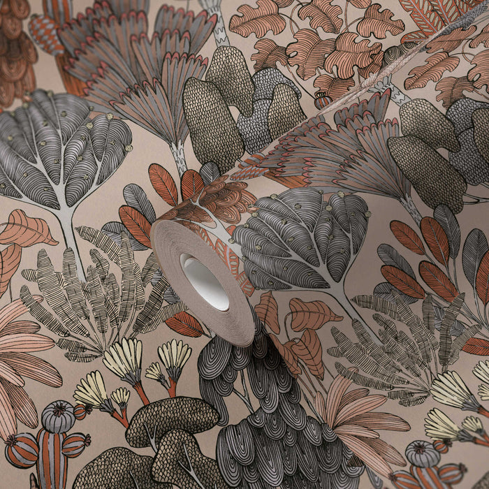 Exotic Oasis Wallpaper - Black/Red