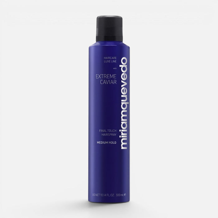 Shop Rescue Spa Extreme Caviar Final Touch medium hold hairspray in a blue 300mL aerosol bottle.
