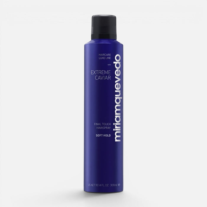 Shop Rescue Spa Extreme Caviar Final Touch soft hold hairspray in a tall blue 300mL aerosol bottle.