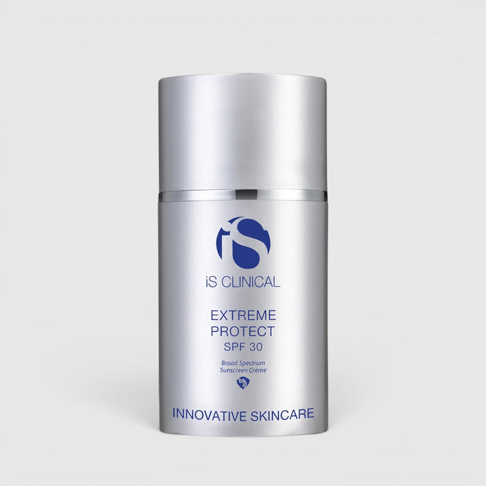 Shop Rescue Spa iS Clinical Extreme Protect SPF 30 broad-spectrum sunscreen in a silver pump bottle.