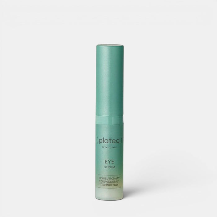 Shop Rescue Spa teal bottle of eye serum with platelet-derived exosome technology for dark circles, puffiness, and wrinkles.