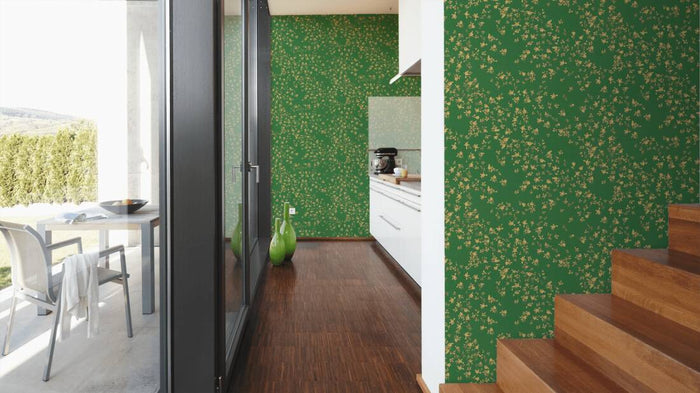 Versace Fall Wallpaper - Green/Gold/Yellow