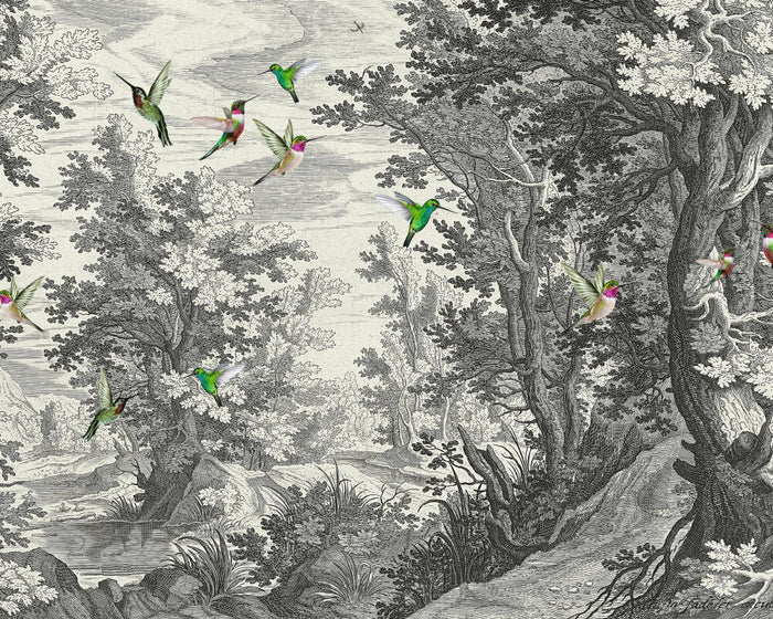 Fancy Forest Birds - Custom Sized Wallpaper Mural (per m2)