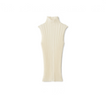 Shop Rescue Spa cream ribbed wool turtleneck singlet with a sleeveless design and lightweight knit texture.