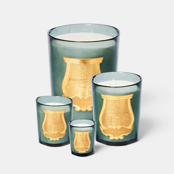 Shop Rescue Spa Figuerie Collection candles in teal glass jars with gold labels, available in multiple sizes.