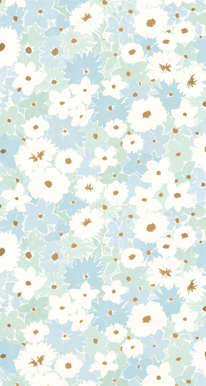 Flora Power Wallpaper - Bleu