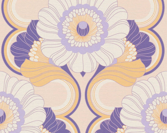 Floral Fantasy Wallpaper - Beige/Purple