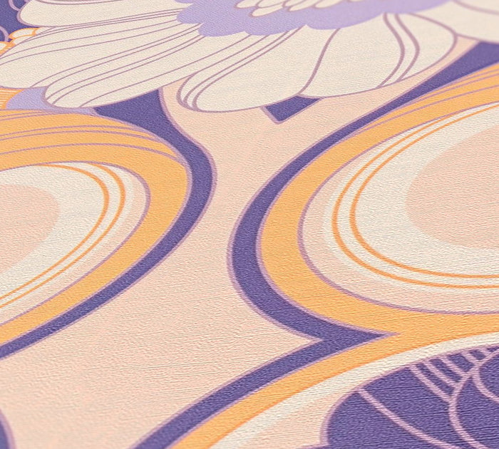 Floral Fantasy Wallpaper - Beige/Purple