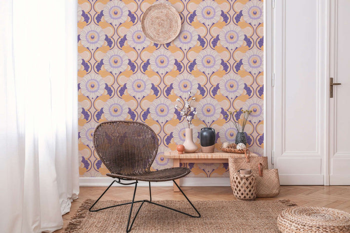 Floral Fantasy Wallpaper - Beige/Purple