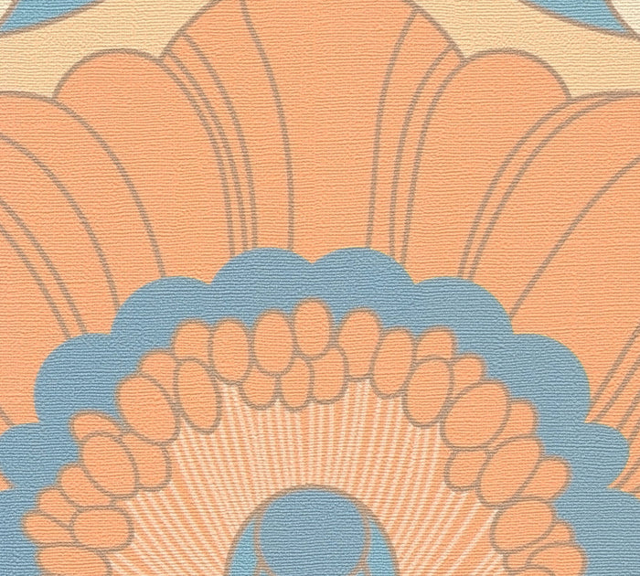Floral Fantasy Wallpaper - Peach/Blue
