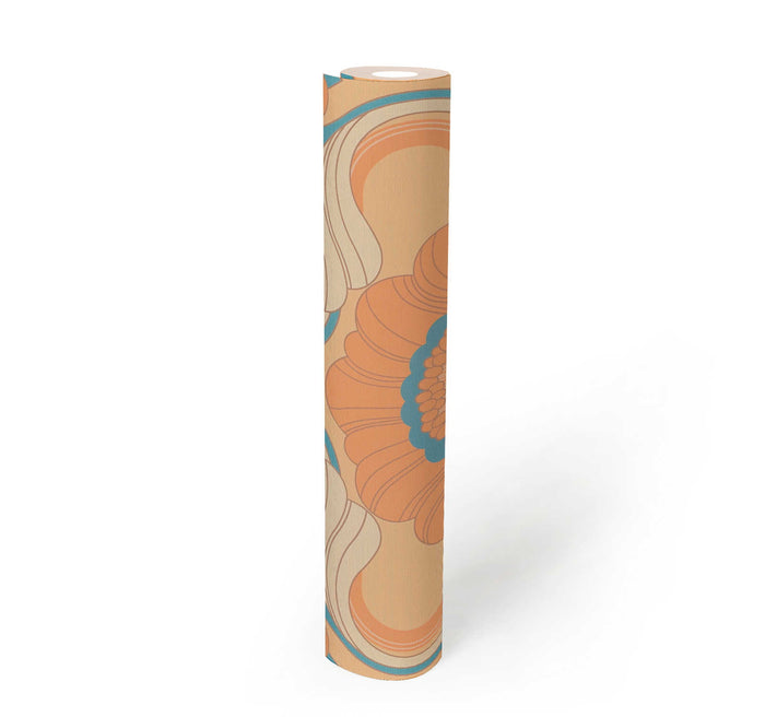 Floral Fantasy Wallpaper - Peach/Blue