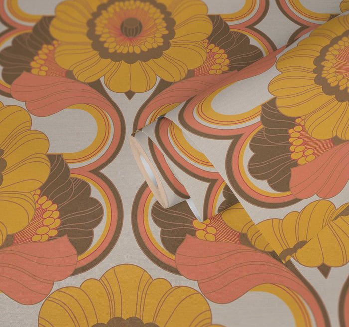 Floral Fantasy Wallpaper - Yellow/Orange