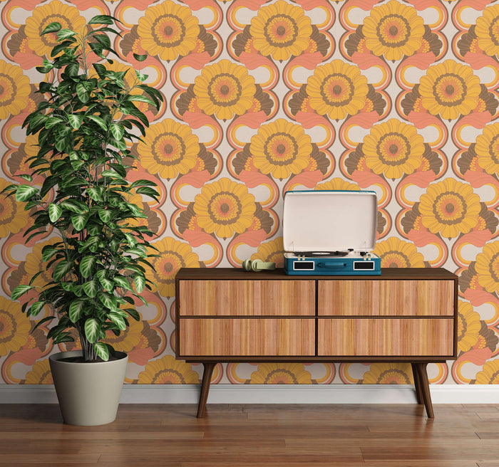 Floral Fantasy Wallpaper - Yellow/Orange