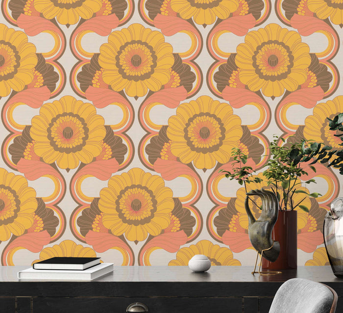 Floral Fantasy Wallpaper - Yellow/Orange