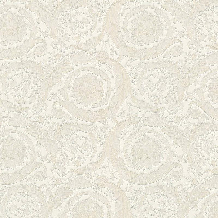 Versace Floral Garland 2 Wallpaper - Creme/Silver