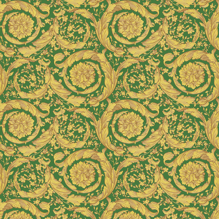 Versace Floral Garland Wallpaper - Green/Gold
