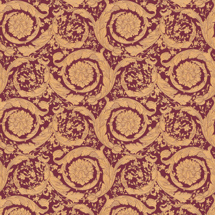 Versace Floral Garland Wallpaper - Red/Gold