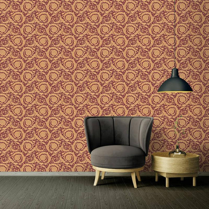 Versace Floral Garland Wallpaper - Red/Gold