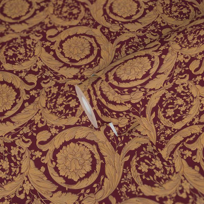 Versace Floral Garland Wallpaper - Red/Gold