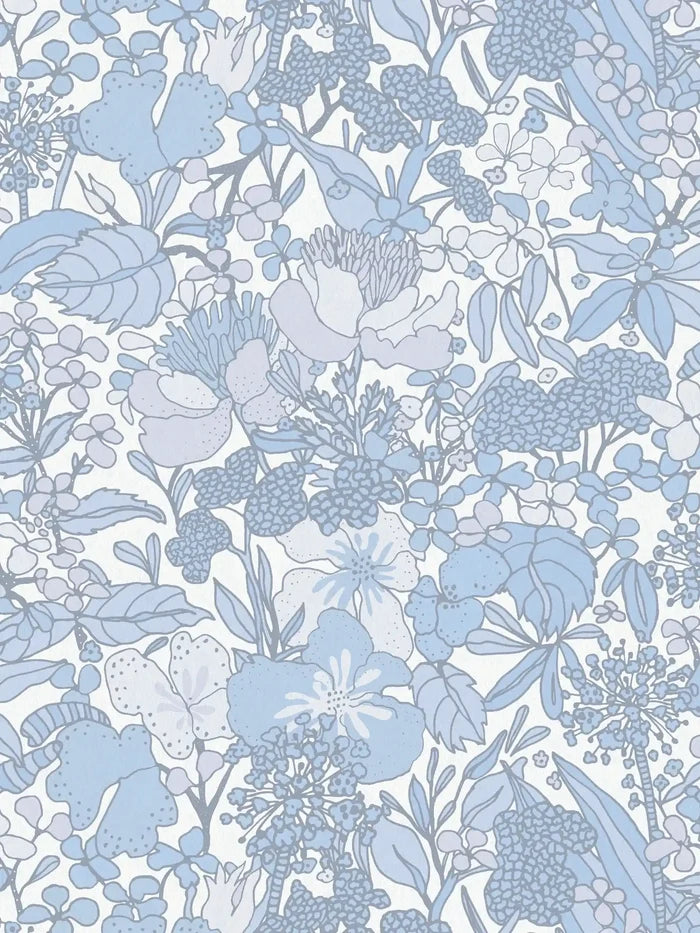 Floral Impression Wallpaper - Blue & White