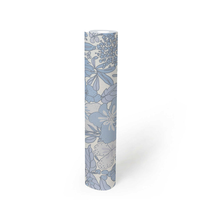 Floral Impression Wallpaper - Blue & White