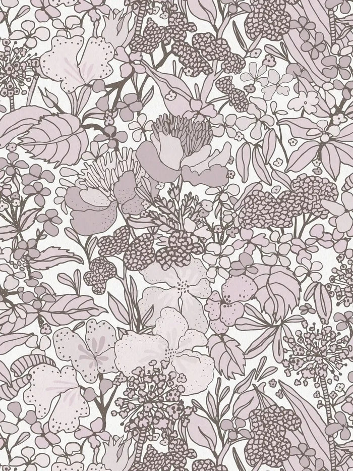 Floral Impression Wallpaper - Grey & White