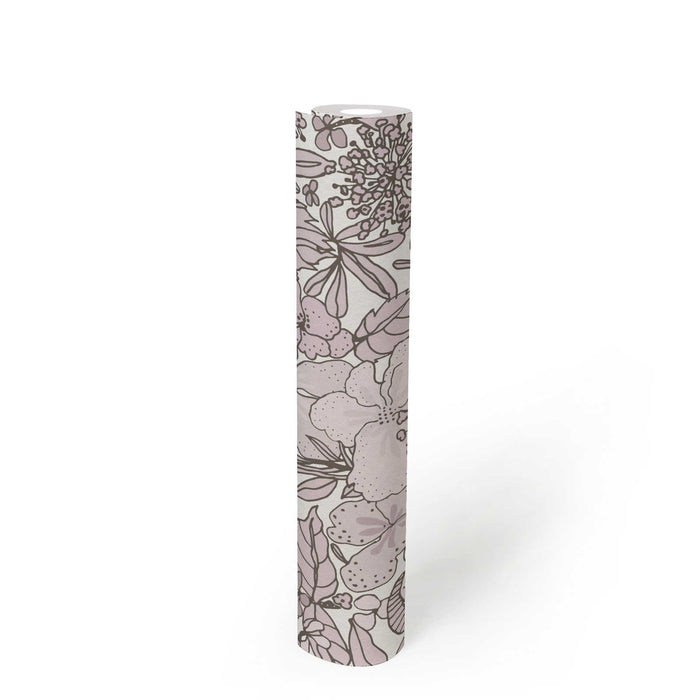 Floral Impression Wallpaper - Grey & White