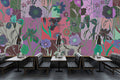 Floral Patchwork - Purple - Custom Sized Wallpaper Mural (per m2)