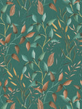 Floral Tendrils - Green and Orange