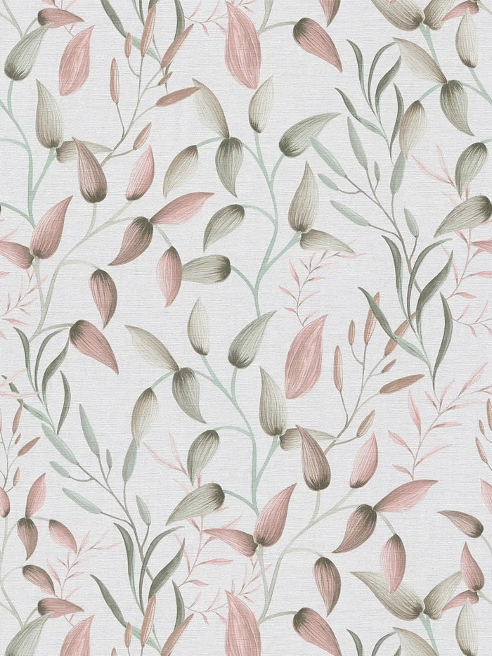 Floral Tendrils - Green and Pink