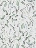 Floral Tendrils - White/Green/Grey