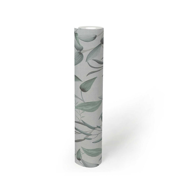 Floral Tendrils - White/Green/Grey