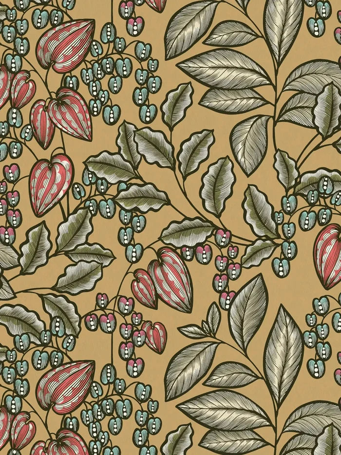 Floral Vine Wallpaper - Caramel