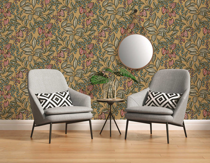 Floral Vine Wallpaper - Caramel