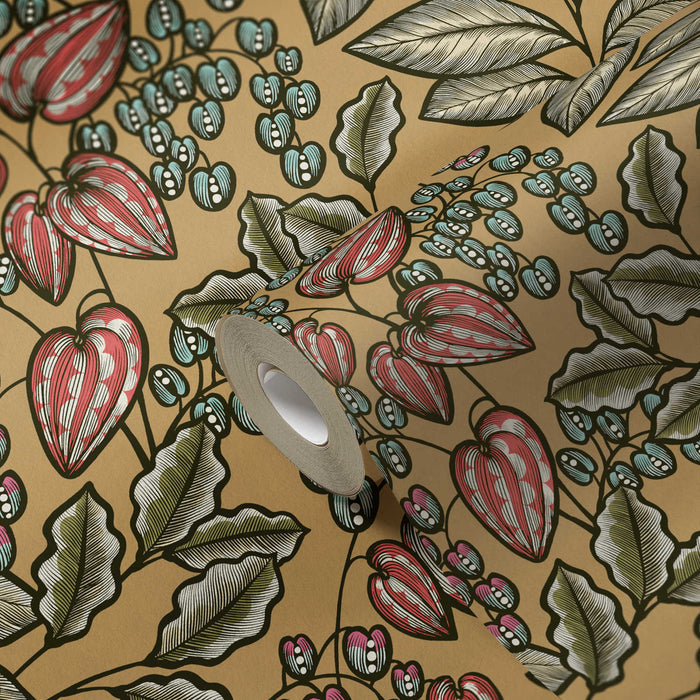 Floral Vine Wallpaper - Caramel