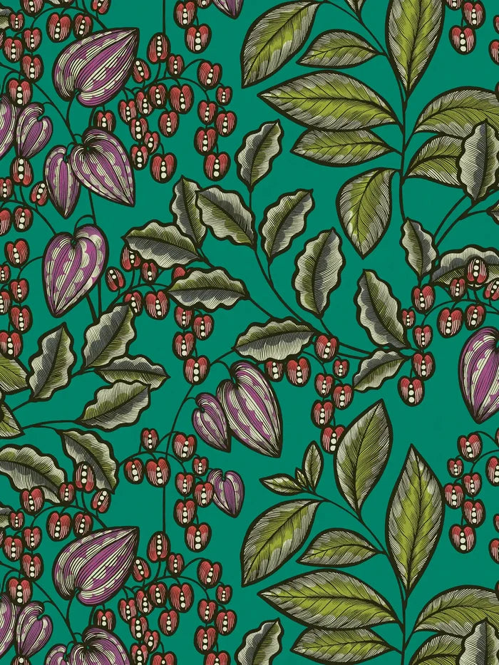 Floral Vine Wallpaper - Green