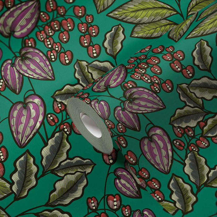 Floral Vine Wallpaper - Green