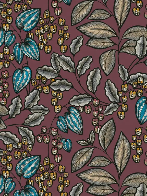 Floral Vine Wallpaper - Maroon
