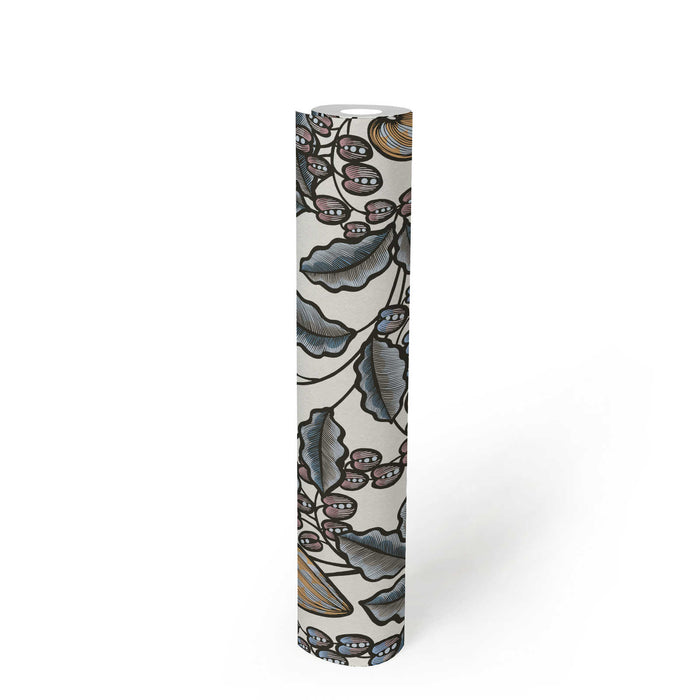 Floral Vine Wallpaper - White/Blue
