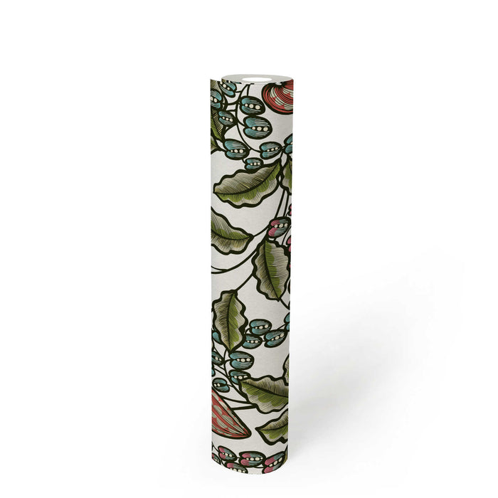 Floral Vine Wallpaper - White/Green