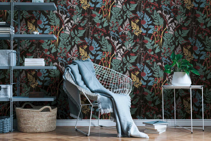 Floral Wallpaper - Black