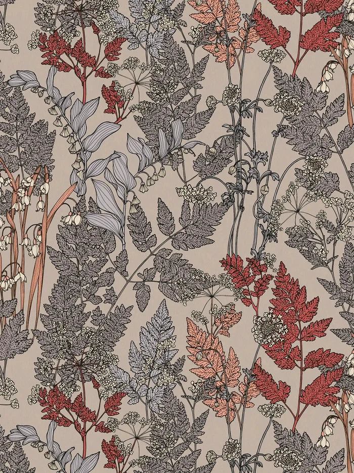 Floral Wallpaper - Brown/Orange
