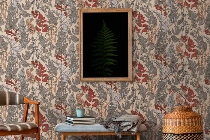 Floral Wallpaper - Brown/Orange