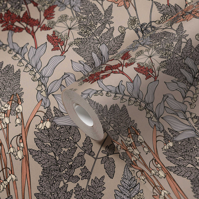 Floral Wallpaper - Brown/Orange