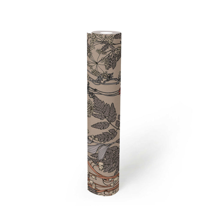 Floral Wallpaper - Brown/Orange