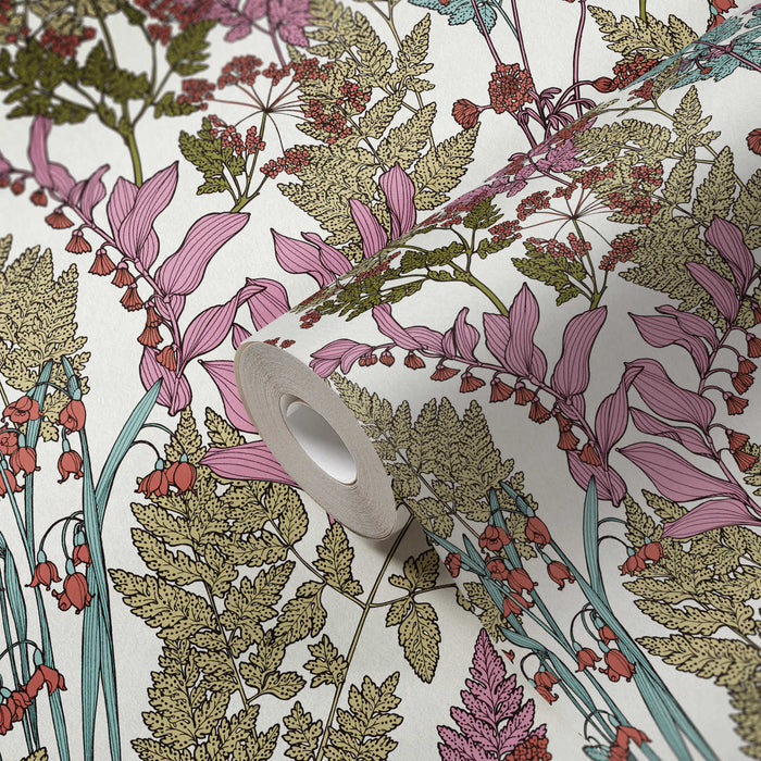 Floral Wallpaper - Cream/Green
