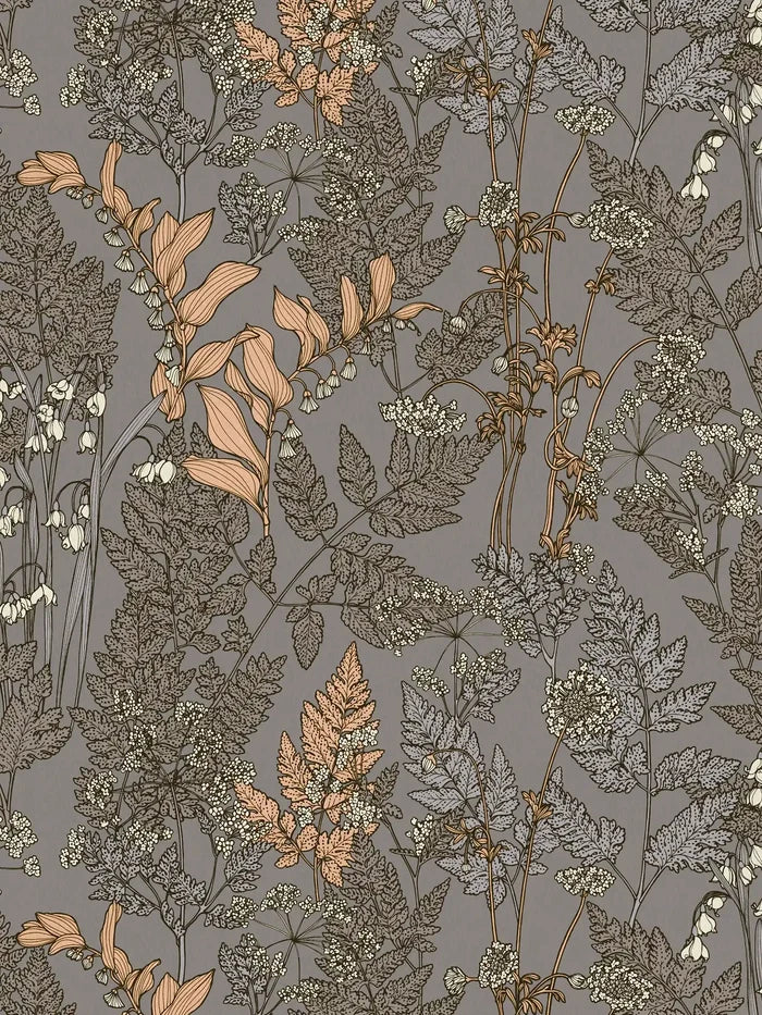 Floral Wallpaper - Grey/Cream